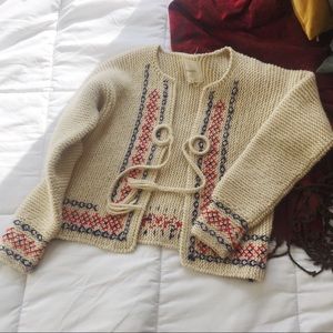 Vintage ivory wool sweater / cardigan